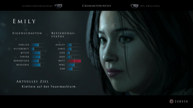 Die Charakterwerte von Emiliy haben keine echte Bedeutung. (Screenshot: Golem.de)
